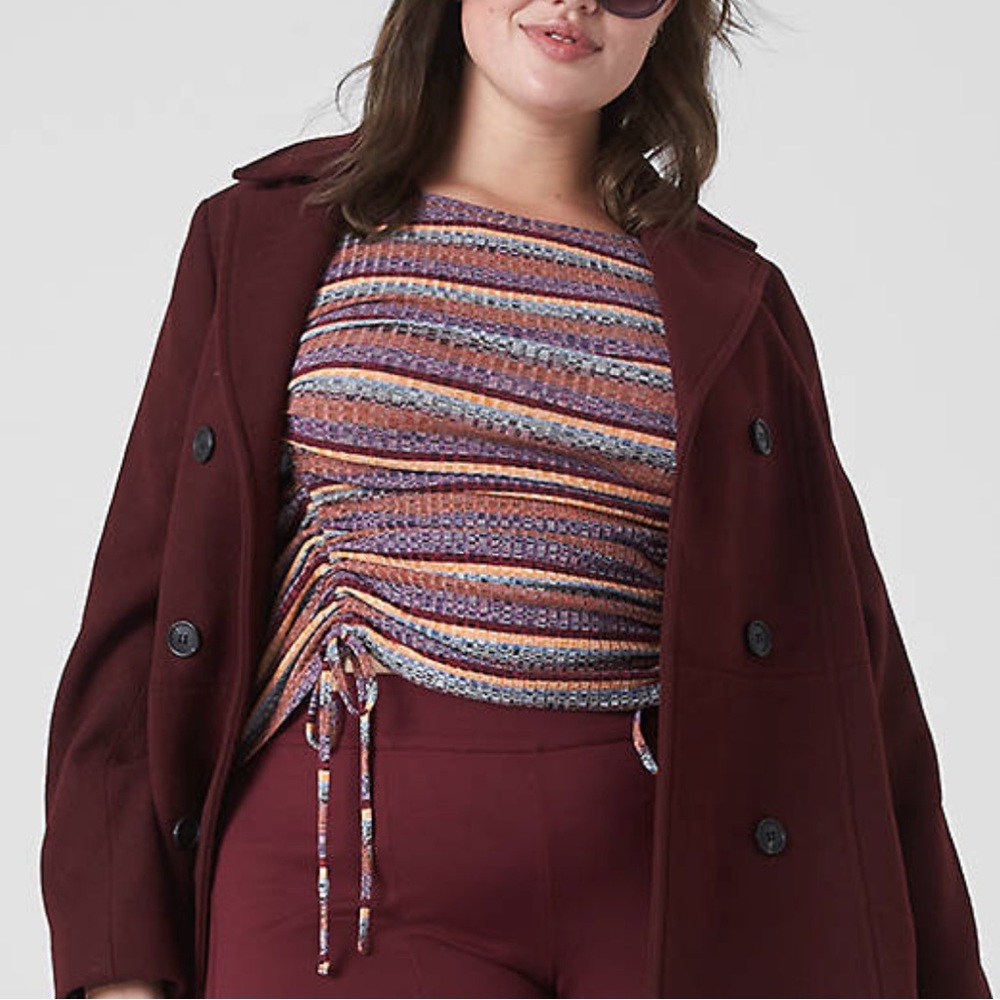 Lane Bryant size 22/24 Fitted Crop Adjustable Drawcord-Detail Long Sleeve Tee - Picture 2 of 6